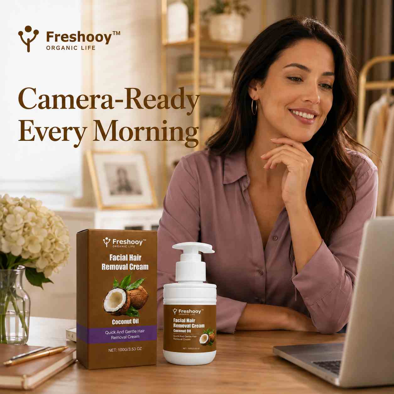 Freshooy™ Gentle Coconut Oil Facial Hair Removal Cream for Smooth Skin