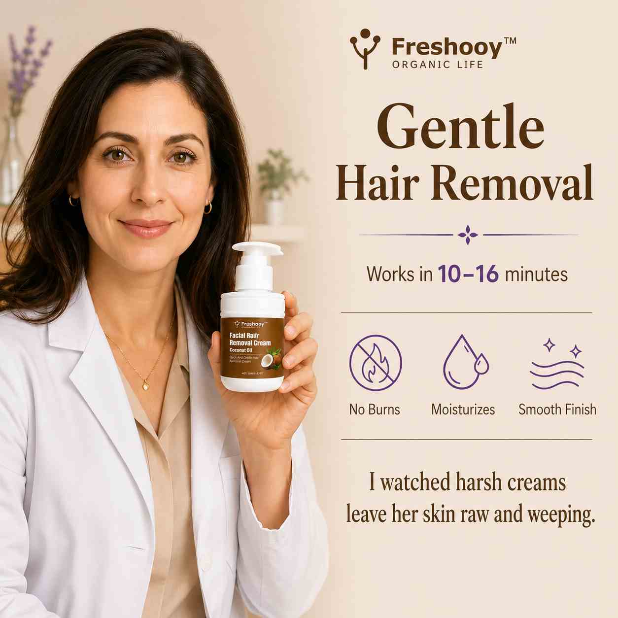 Freshooy™ Gentle Coconut Oil Facial Hair Removal Cream for Smooth Skin
