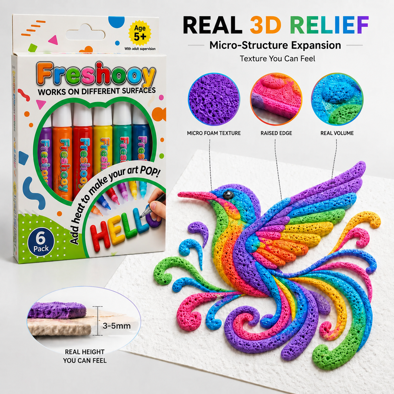 🦄👗Save66% by ordering today丨Freshooy® 3D Relief Art Pen – Turn Flat Drawings Into Touchable 3D Art🪄